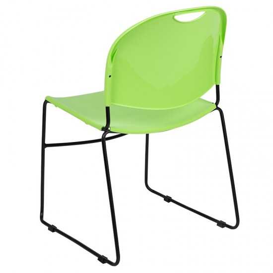 880 lb. Capacity Green Ultra-Compact Stack Chair with Black Powder Coated Frame