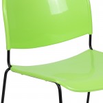 880 lb. Capacity Green Ultra-Compact Stack Chair with Black Powder Coated Frame