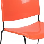 880 lb. Capacity Orange Ultra-Compact Stack Chair with Black Powder Coated Frame