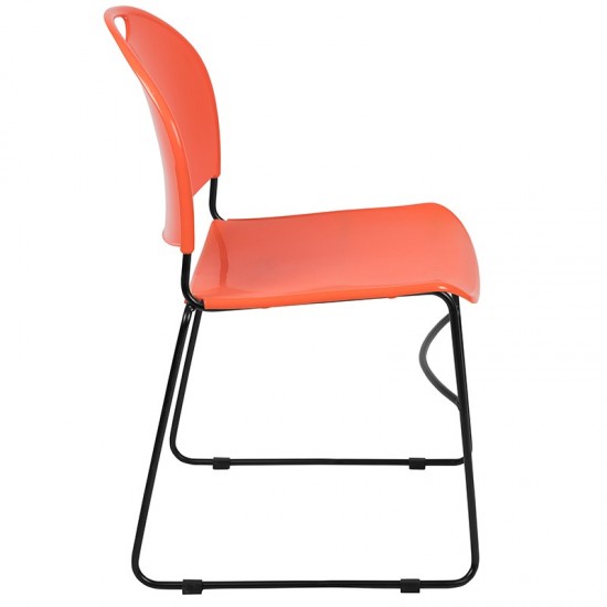 880 lb. Capacity Orange Ultra-Compact Stack Chair with Black Powder Coated Frame