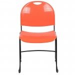 880 lb. Capacity Orange Ultra-Compact Stack Chair with Black Powder Coated Frame