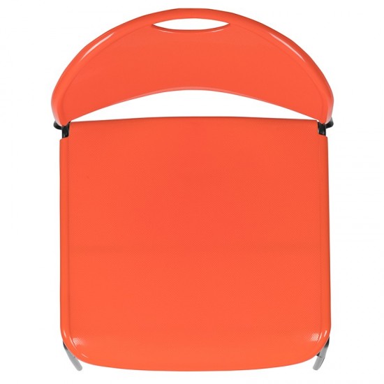 880 lb. Capacity Orange Ultra-Compact Stack Chair with Black Powder Coated Frame