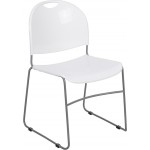 880 lb. Capacity White Ultra-Compact Stack Chair with Silver Powder Coated Frame