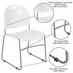 880 lb. Capacity White Ultra-Compact Stack Chair with Silver Powder Coated Frame