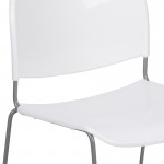 880 lb. Capacity White Ultra-Compact Stack Chair with Silver Powder Coated Frame