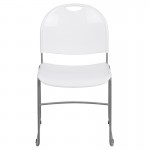 880 lb. Capacity White Ultra-Compact Stack Chair with Silver Powder Coated Frame
