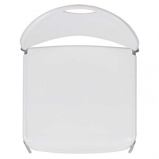 880 lb. Capacity White Ultra-Compact Stack Chair with Silver Powder Coated Frame