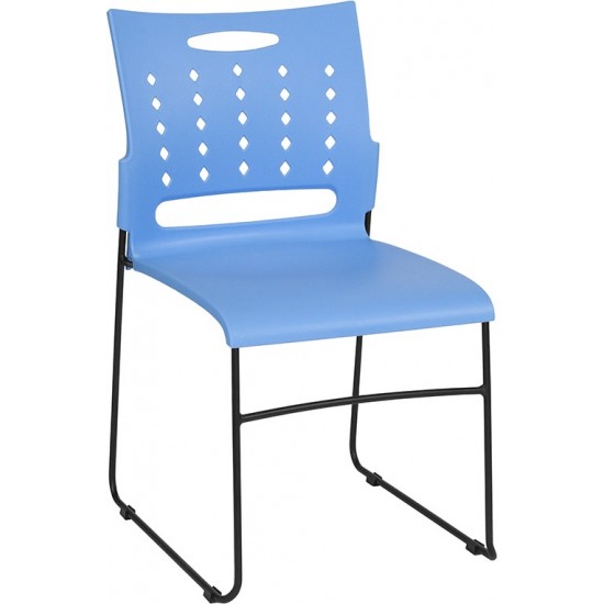 881 lb. Capacity Blue Sled Base Stack Chair with Air-Vent Back