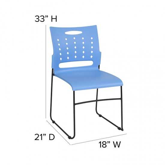 881 lb. Capacity Blue Sled Base Stack Chair with Air-Vent Back