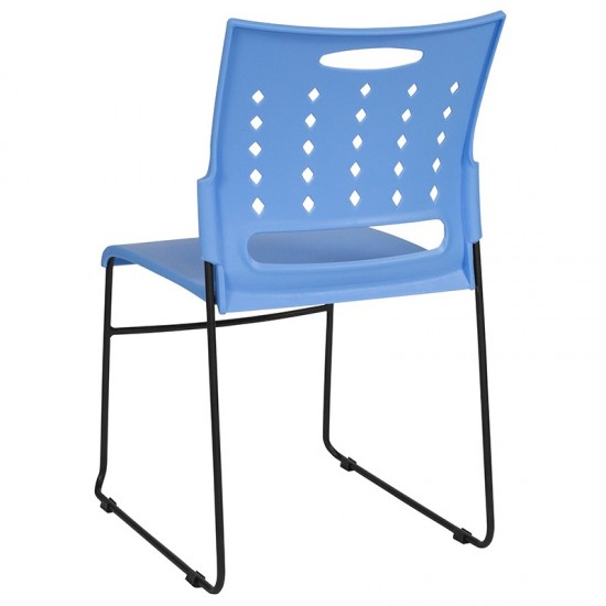 881 lb. Capacity Blue Sled Base Stack Chair with Air-Vent Back