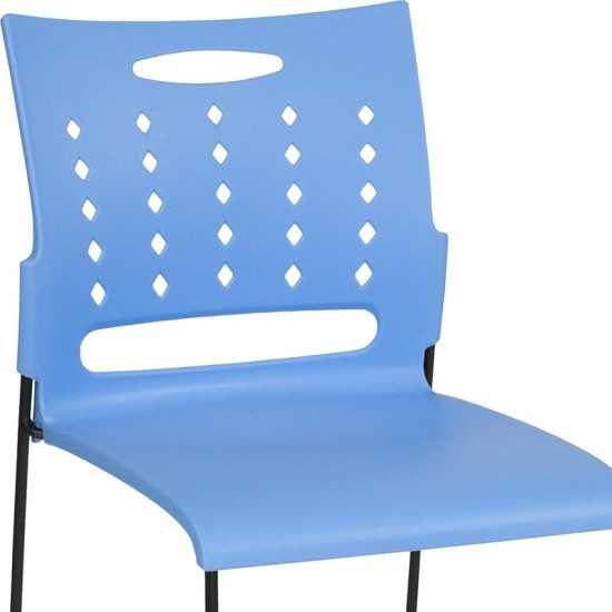 881 lb. Capacity Blue Sled Base Stack Chair with Air-Vent Back