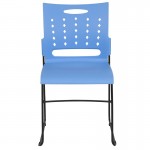 881 lb. Capacity Blue Sled Base Stack Chair with Air-Vent Back