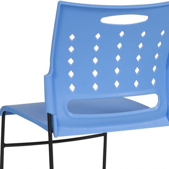 881 lb. Capacity Blue Sled Base Stack Chair with Air-Vent Back