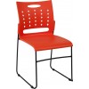 881 lb. Capacity Orange Sled Base Stack Chair with Air-Vent Back