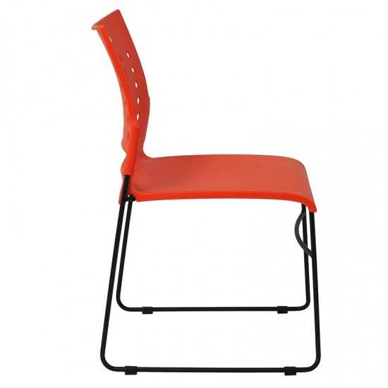 881 lb. Capacity Orange Sled Base Stack Chair with Air-Vent Back