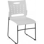 881 lb. Capacity White Sled Base Stack Chair with Air-Vent Back
