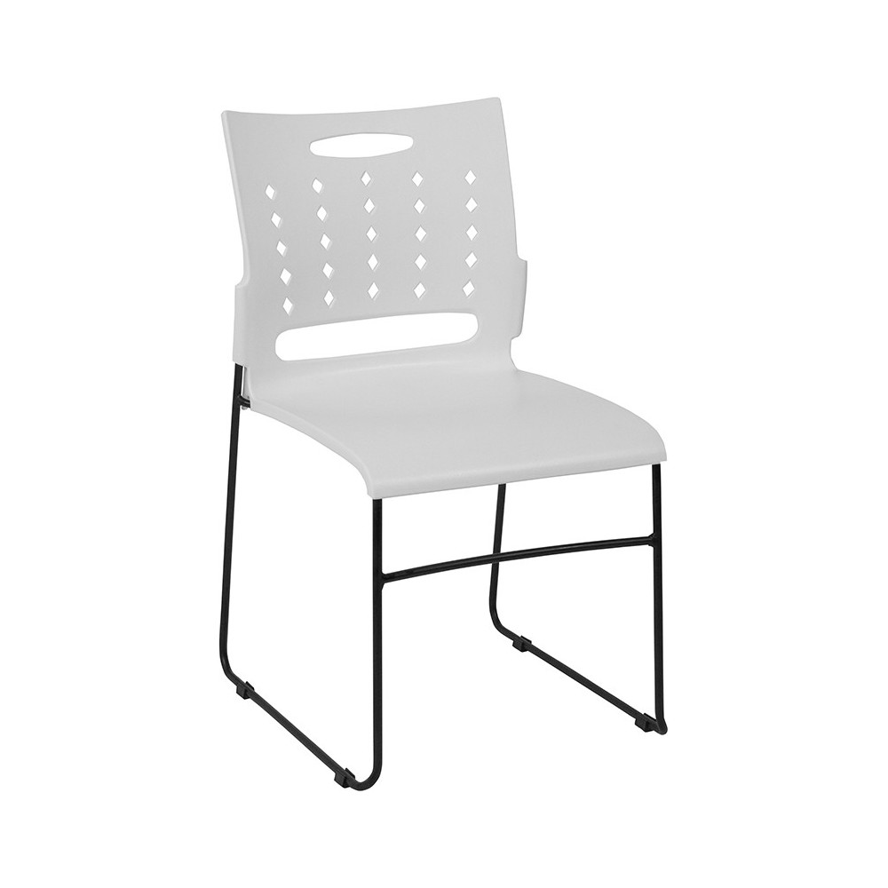 881 lb. Capacity White Sled Base Stack Chair with Air-Vent Back 881 lb. Capacity White Sled Base Stack Chair with Air-Vent Back