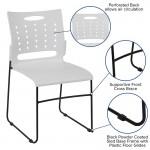 881 lb. Capacity White Sled Base Stack Chair with Air-Vent Back