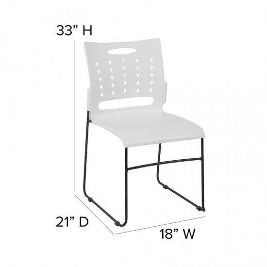 881 lb. Capacity White Sled Base Stack Chair with Air-Vent Back