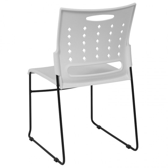 881 lb. Capacity White Sled Base Stack Chair with Air-Vent Back