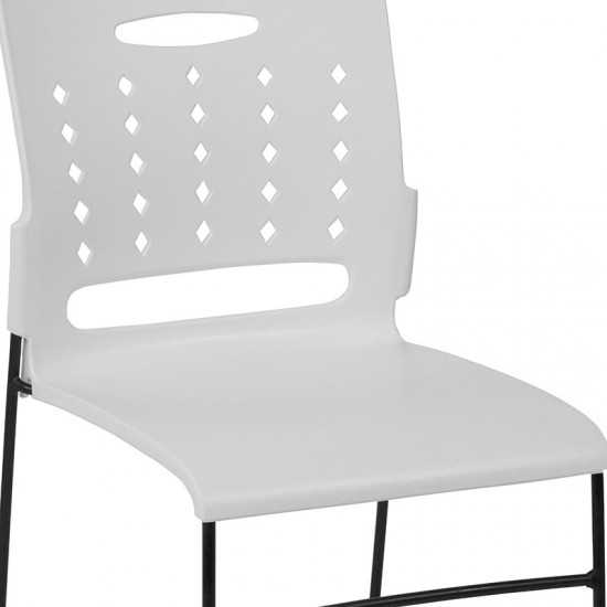 881 lb. Capacity White Sled Base Stack Chair with Air-Vent Back