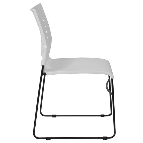 881 lb. Capacity White Sled Base Stack Chair with Air-Vent Back