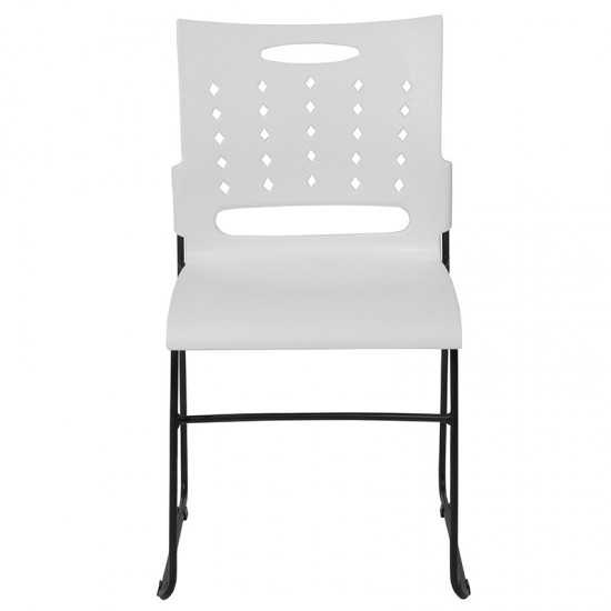 881 lb. Capacity White Sled Base Stack Chair with Air-Vent Back