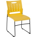 881 lb. Capacity Yellow Sled Base Stack Chair with Air-Vent Back