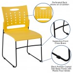 881 lb. Capacity Yellow Sled Base Stack Chair with Air-Vent Back