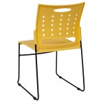 881 lb. Capacity Yellow Sled Base Stack Chair with Air-Vent Back