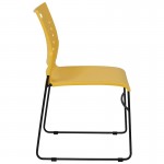 881 lb. Capacity Yellow Sled Base Stack Chair with Air-Vent Back