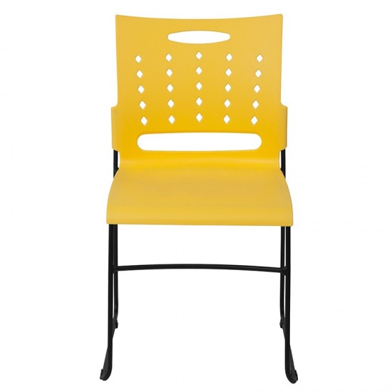 881 lb. Capacity Yellow Sled Base Stack Chair with Air-Vent Back