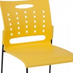 881 lb. Capacity Yellow Sled Base Stack Chair with Air-Vent Back