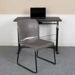 880 lb. Capacity Gray Full Back Contoured Stack Chair with Black Powder Coated Sled Base