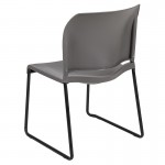 880 lb. Capacity Gray Full Back Contoured Stack Chair with Black Powder Coated Sled Base