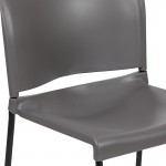 880 lb. Capacity Gray Full Back Contoured Stack Chair with Black Powder Coated Sled Base