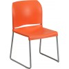 880 lb. Capacity Orange Full Back Contoured Stack Chair with Gray Powder Coated Sled Base