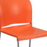 880 lb. Capacity Orange Full Back Contoured Stack Chair with Gray Powder Coated Sled Base