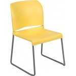 880 lb. Capacity Yellow Full Back Contoured Stack Chair with Gray Powder Coated Sled Base