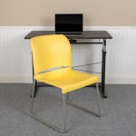 880 lb. Capacity Yellow Full Back Contoured Stack Chair with Gray Powder Coated Sled Base