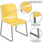 880 lb. Capacity Yellow Full Back Contoured Stack Chair with Gray Powder Coated Sled Base