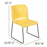 880 lb. Capacity Yellow Full Back Contoured Stack Chair with Gray Powder Coated Sled Base