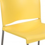 880 lb. Capacity Yellow Full Back Contoured Stack Chair with Gray Powder Coated Sled Base