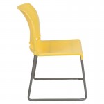 880 lb. Capacity Yellow Full Back Contoured Stack Chair with Gray Powder Coated Sled Base