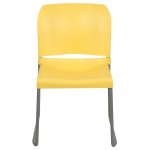 880 lb. Capacity Yellow Full Back Contoured Stack Chair with Gray Powder Coated Sled Base