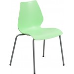 770 lb. Capacity Green Stack Chair with Lumbar Support and Silver Frame