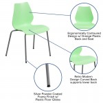 770 lb. Capacity Green Stack Chair with Lumbar Support and Silver Frame