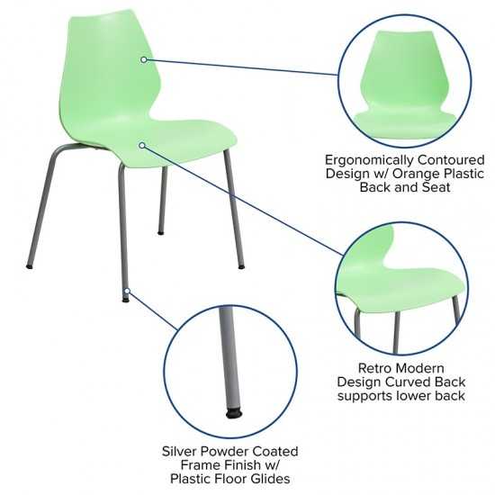 770 lb. Capacity Green Stack Chair with Lumbar Support and Silver Frame