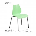 770 lb. Capacity Green Stack Chair with Lumbar Support and Silver Frame