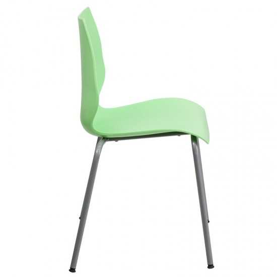 770 lb. Capacity Green Stack Chair with Lumbar Support and Silver Frame